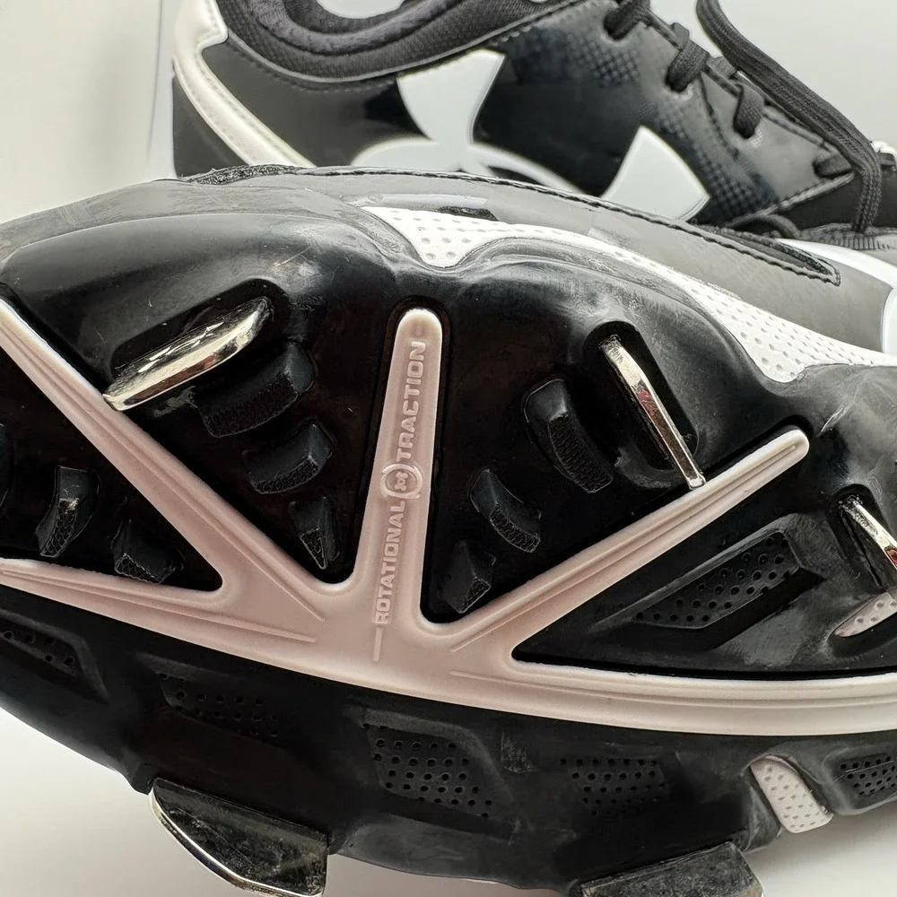 Under Armour Womens Fastpitch Spikes Spine Glyde ST Cleats Black White 8 1264179